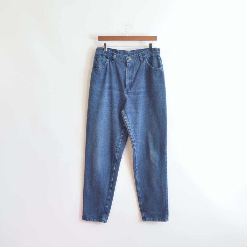 over dyed dark wash vintage high waisted straight leg gitanos
